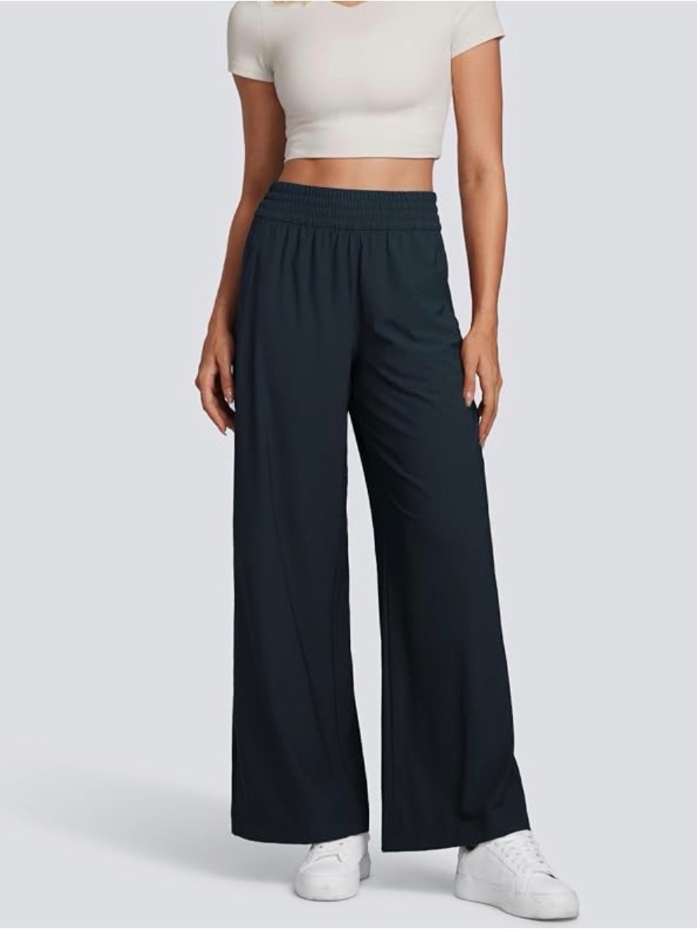 NWT CRZ YOGA Wide Leg Drapey Pants Navy Blue Size Medium 8/10